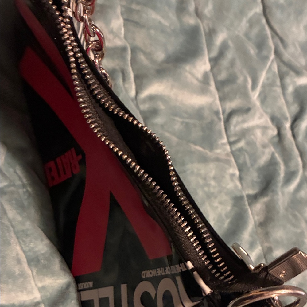 Dolls Kill Black Bag with Red X and Silver Handle - Picture 3 of 5